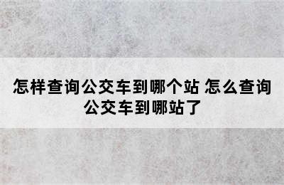 怎样查询公交车到哪个站 怎么查询公交车到哪站了